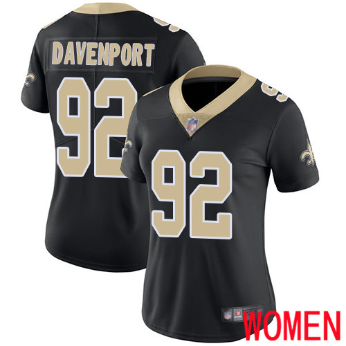 New Orleans Saints Limited Black Women Marcus Davenport Home Jersey NFL Football #92 Vapor Untouchable Jersey->youth nfl jersey->Youth Jersey